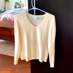 Charter Club Cream Cashmere V-neck Sweater